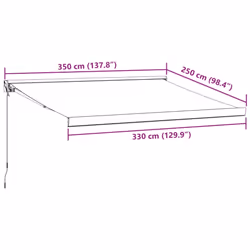 vidaXL Manual Cassette Awning Retractable Window Canopy Shade Patio Awning - burgundy, 350 x 250 cm