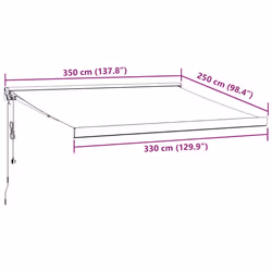 vidaXL Motorised Cassette Awning Retractable Awning Canopy Outdoor Awning - burgundy and white, 350 x 250 cm
