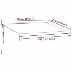 vidaXL Motorised Cassette Awning Retractable Awning Canopy Outdoor Awning - burgundy, 300 x 250 cm