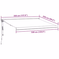 vidaXL Motorised Cassette Awning Retractable Awning Canopy Outdoor Awning - burgundy, 350 x 250 cm