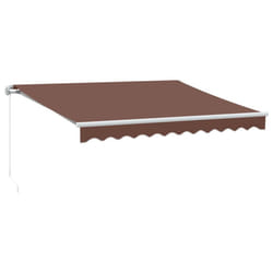 vidaXL Manual Retractable Awning Shelter Outdoor Awning Folding Arm with LED - brown and white, 300 x 250 cm