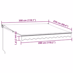 vidaXL Retractable Awning Door Canopy Garden Patio Awning Fabric and Aluminium - brown, 300 x 250 cm