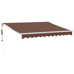 vidaXL Automatic Retractable Awning Outdoor Privacy Screen Burgundy 300x250 cm - brown and white, 300 x 250 cm