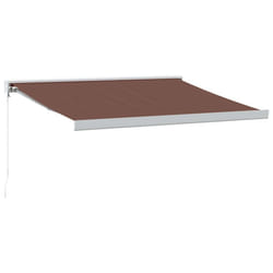 vidaXL Manual Cassette Awning Retractable Window Canopy Shade Patio Awning - brown and white, 300 x 250 cm