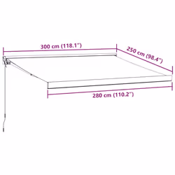 vidaXL Manual Cassette Awning Retractable Window Canopy Shade Patio Awning - brown and white, 300 x 250 cm