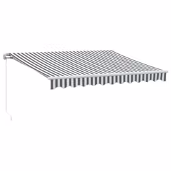 vidaXL Manual Retractable Awning Shelter Outdoor Awning Folding Arm with LED - anthracite and white, 300 x 250 cm