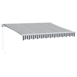 vidaXL Manual Retractable Awning Shelter Outdoor Awning Folding Arm with LED - anthracite and white, 300 x 250 cm