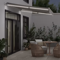 vidaXL Manual Retractable Awning Shelter Outdoor Awning Folding Arm with LED - anthracite and white, 300 x 250 cm