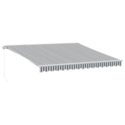 vidaXL Manual Retractable Awning Shelter Outdoor Awning Folding Arm with LED - anthracite and white, 400 x 300 cm