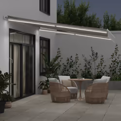 vidaXL Manual Retractable Awning Shelter Outdoor Awning Folding Arm with LED - anthracite and white, 400 x 300 cm