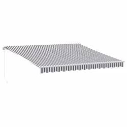 vidaXL Manual Retractable Awning Folding Outdoor Sunshade Patio Canopy Blind - anthracite and white, 400 x 350 cm