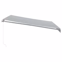 vidaXL Manual Retractable Awning Shelter Outdoor Awning Folding Arm with LED - anthracite and black, 350 x 250 cm