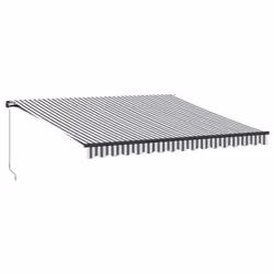 vidaXL Manual Retractable Awning Outdoor Patio Awning Sunshade Garden Canopy - anthracite and white, 400 x 350 cm