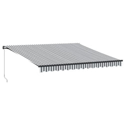 vidaXL Manual Retractable Awning Outdoor Patio Awning Sunshade Garden Canopy - anthracite and white, 400 x 350 cm