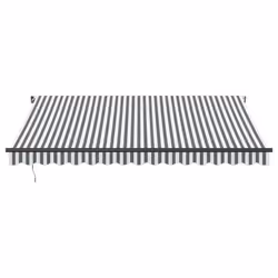 vidaXL Manual Retractable Awning Outdoor Patio Awning Sunshade Garden Canopy - anthracite and white, 400 x 350 cm