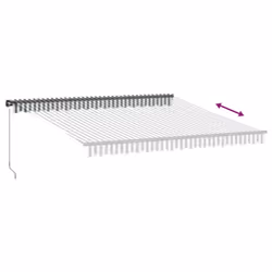 vidaXL Manual Retractable Awning Outdoor Patio Awning Sunshade Garden Canopy - anthracite and white, 400 x 350 cm - Additional view 4