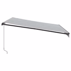 vidaXL Manual Retractable AwningCanopy Outdoor Awning Folding Arm with LED - anthracite and white, 400 x 350 cm - Additional view 4