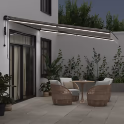 vidaXL Retractable Awning Canopy Outdoor Awning Folding Arm with Wind Sensor - anthracite and white, 400 x 350 cm - Additional view 2