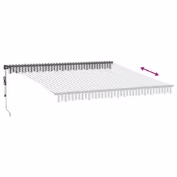 vidaXL Retractable Awning Canopy Outdoor Awning Folding Arm with Wind Sensor - anthracite and white, 400 x 350 cm - Additional view 5