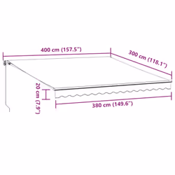 vidaXL Manual Retractable Awning Balcony Screen Anthracite & White 400x300 cm
