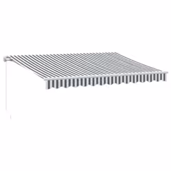 vidaXL Manual Retractable Awning Balcony Screen Anthracite & White 350x250 cm