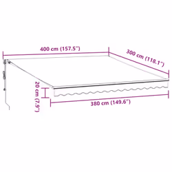 vidaXL Automatic Retractable Awning Screen Anthracite and White 400x300 cm - Additional view 9
