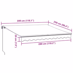 vidaXL Manual Retractable Awning Balcony Screen Anthracite & White 300x250 cm - Additional view 8