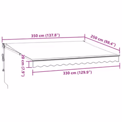 vidaXL Automatic Retractable Awning Outdoor Privacy Screen Burgundy 300x250 cm - anthracite and white, 3.5 x 2.5 m