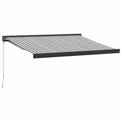 vidaXL Manual Cassette Awning Retractable Window Canopy Shade Patio Awning - anthracite and black, 300 x 250 cm