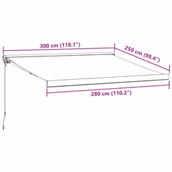 vidaXL Manual Cassette Awning Retractable Window Canopy Shade Patio Awning - anthracite and black, 300 x 250 cm