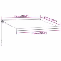 vidaXL Manual Cassette Awning Retractable Window Canopy Shade Patio Awning - anthracite and black, 350 x 250 cm