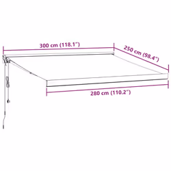 vidaXL Motorised Cassette Awning Retractable Awning Canopy Outdoor Awning - white and anthracite, 300 x 250 cm - Additional view 3