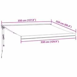 vidaXL Motorised Cassette Awning Retractable Awning Canopy Outdoor Awning - anthracite and black, 350 x 250 cm