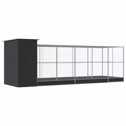 vidaXL Aviary with Extension Bird Cage Walk In Chicken Run Coop Silver Steel - 623 x 203 x 216 cm - Additional view 4