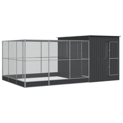 vidaXL Aviary with Extension Bird Cage Walk In Chicken Run Coop Silver Steel