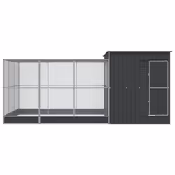 vidaXL Aviary with Extension Bird Cage Walk In Chicken Run Coop Silver Steel