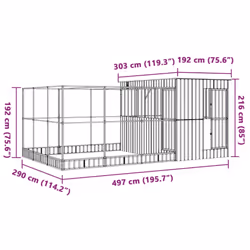 vidaXL Aviary with Extension Bird Cage Walk In Chicken Run Coop Silver Steel