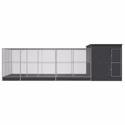vidaXL Aviary with Extension Bird Cage Walk In Chicken Run Coop Silver Steel - 704 x 303 x 216 cm - Additional view 2
