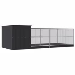 vidaXL Aviary with Extension Bird Cage Walk In Chicken Run Coop Silver Steel - 704 x 303 x 216 cm - Additional view 4