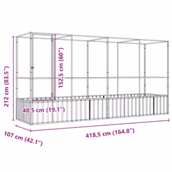 vidaXL Aviary with Extension Bird Cage Walk In Chicken Run Coop Silver Steel