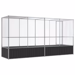vidaXL Aviary with Extension Bird Cage Walk In Chicken Run Coop Silver Steel - Additional view 4