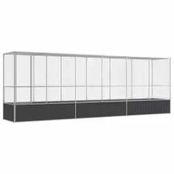vidaXL Aviary with Extension Bird Cage Walk In Chicken Run Coop Silver Steel
