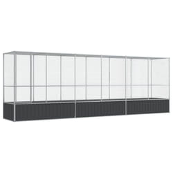 vidaXL Aviary with Extension Bird Cage Walk In Chicken Run Coop Silver Steel
