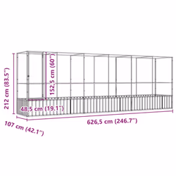 vidaXL Aviary with Extension Bird Cage Walk In Chicken Run Coop Silver Steel