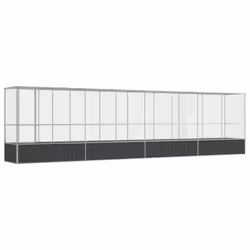 vidaXL Aviary with Extension Bird Cage Walk In Chicken Run Coop Silver Steel