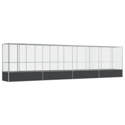 vidaXL Aviary with Extension Bird Cage Walk In Chicken Run Coop Silver Steel