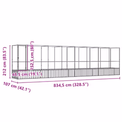 vidaXL Aviary with Extension Bird Cage Walk In Chicken Run Coop Silver Steel