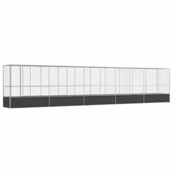 vidaXL Aviary with Extension Bird Cage Walk In Chicken Run Coop Silver Steel