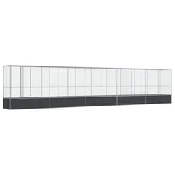 vidaXL Aviary with Extension Bird Cage Walk In Chicken Run Coop Silver Steel