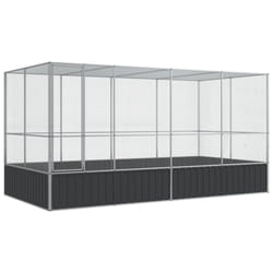 vidaXL Aviary with Extension Bird Cage Walk In Chicken Run Coop Silver Steel